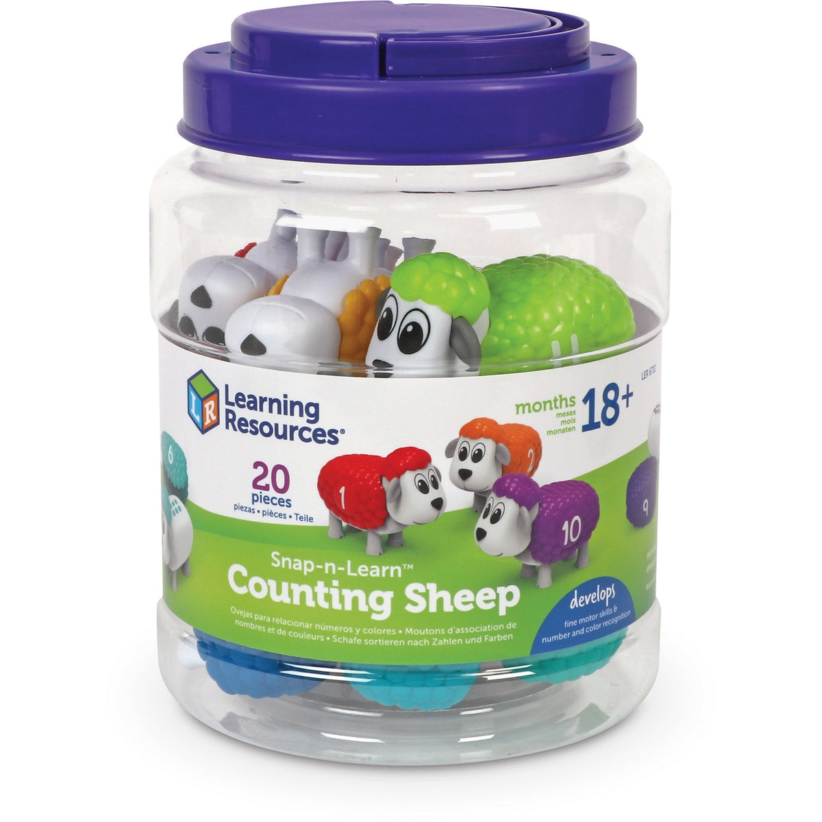 Learning Resources Snap-n-Learn Counting Sheep - Learning Toy - Theme/Subject: Animal - 1.5-4 Year - 32 Pieces - Rainbow