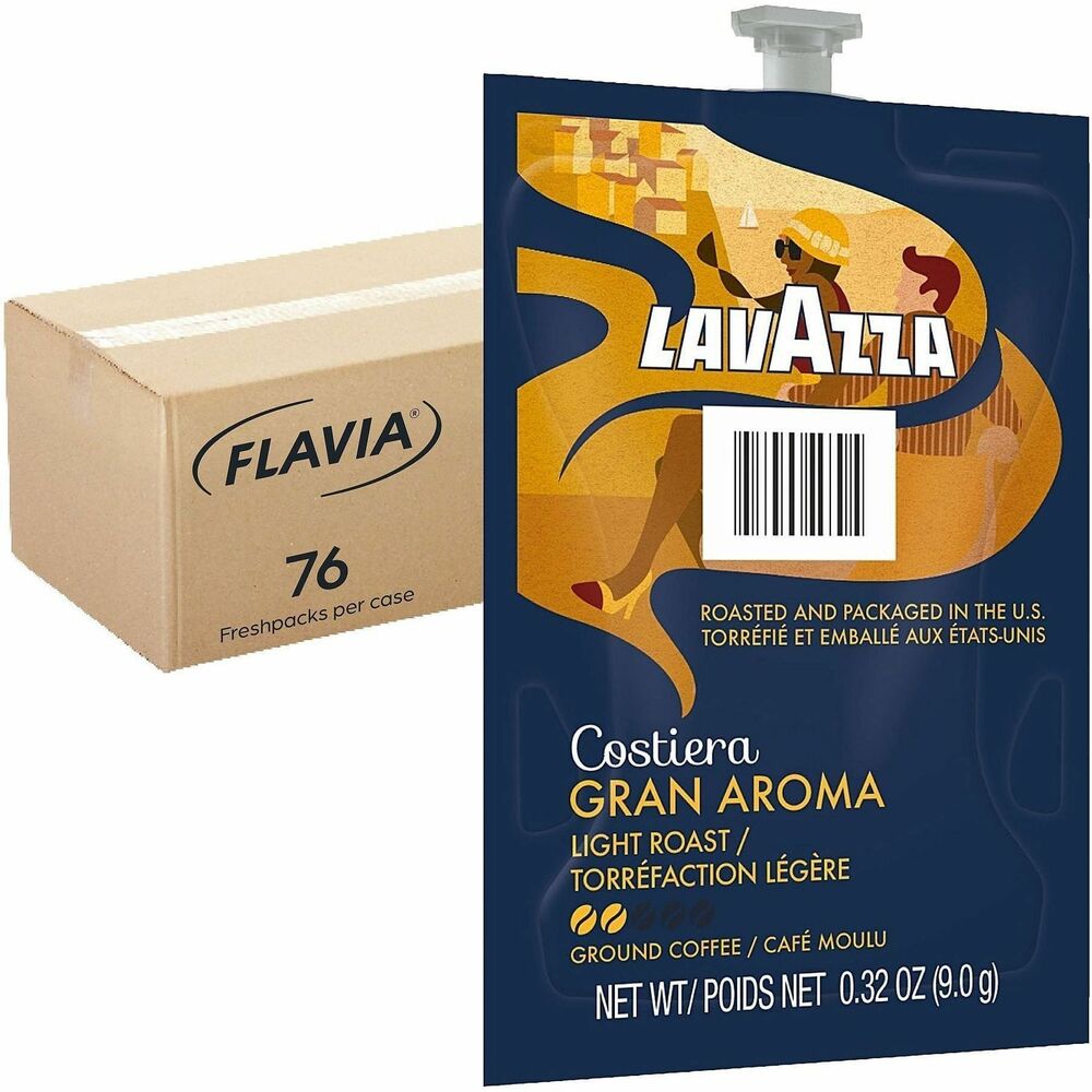 Lavazza Freshpack Gran Aroma Coffee - Compatible with Flavia Aroma, Flavia Barista, FLAVIA Creation 600, Flavia Creation 500, Flavia Creation 200, Flavia Creation 150, Flavia Creation 300 - Light/Medium - Freshpack - Gran Aroma, Arabica - 76 / Carton