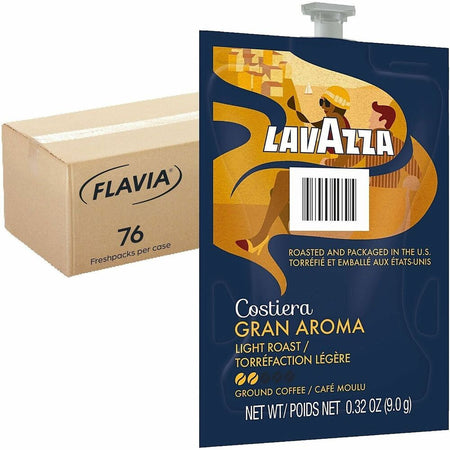 Lavazza Freshpack Gran Aroma Coffee - Compatible with Flavia Aroma, Flavia Barista, FLAVIA Creation 600, Flavia Creation 500, Flavia Creation 200, Flavia Creation 150, Flavia Creation 300 - Light/Medium - Freshpack - Gran Aroma, Arabica - 76 / Carton