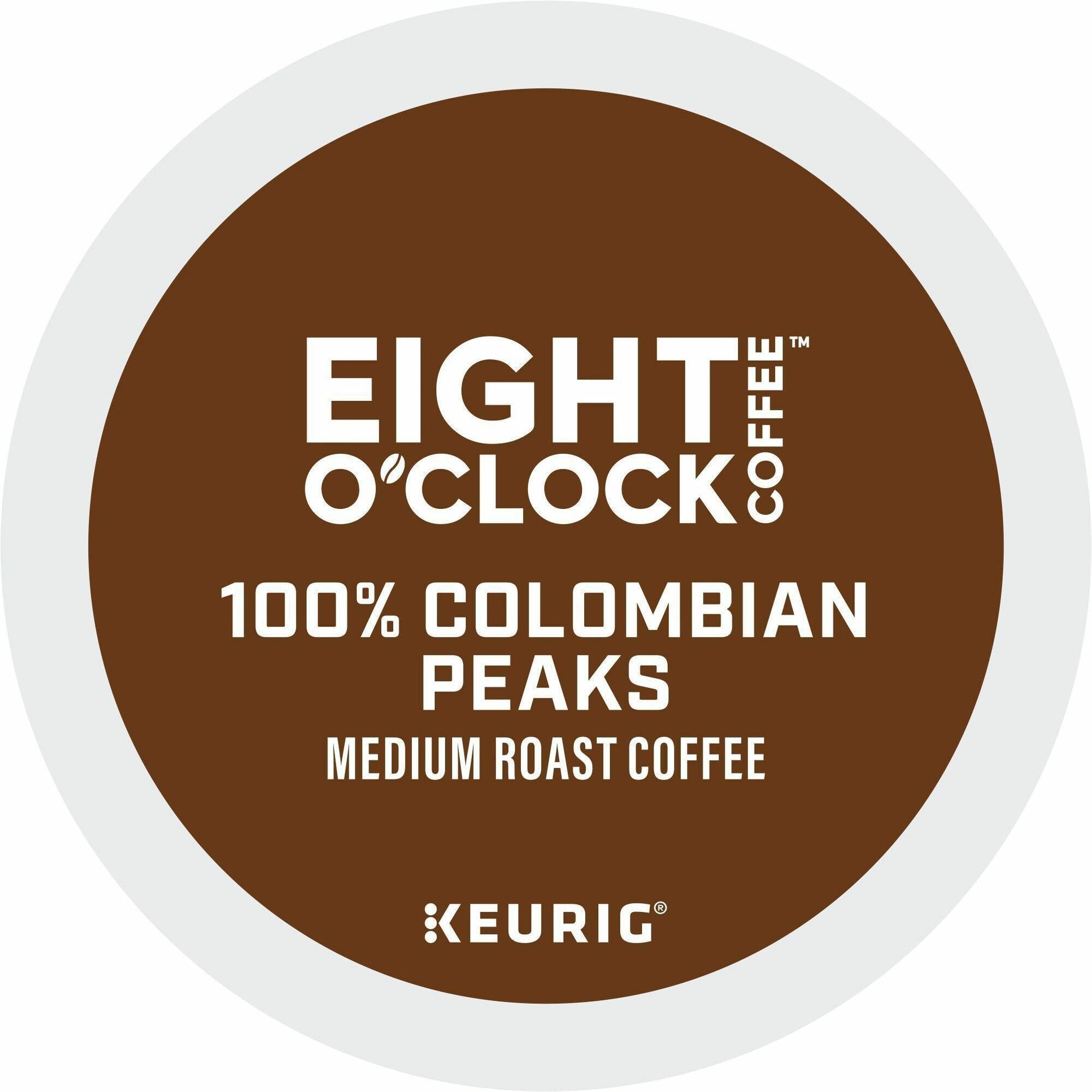 Eight O'Clock® K-Cup Colombian Peaks Coffee - Compatible with Keurig Brewer - Medium - K-Cup - Colombian, Arabica - 24 / Box