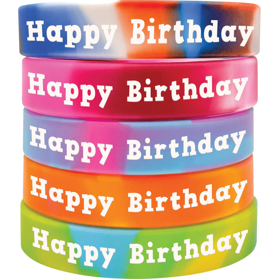 Teacher Created Resources Happy Birthday Wristbands - Multi - Silicone - 10 / Set