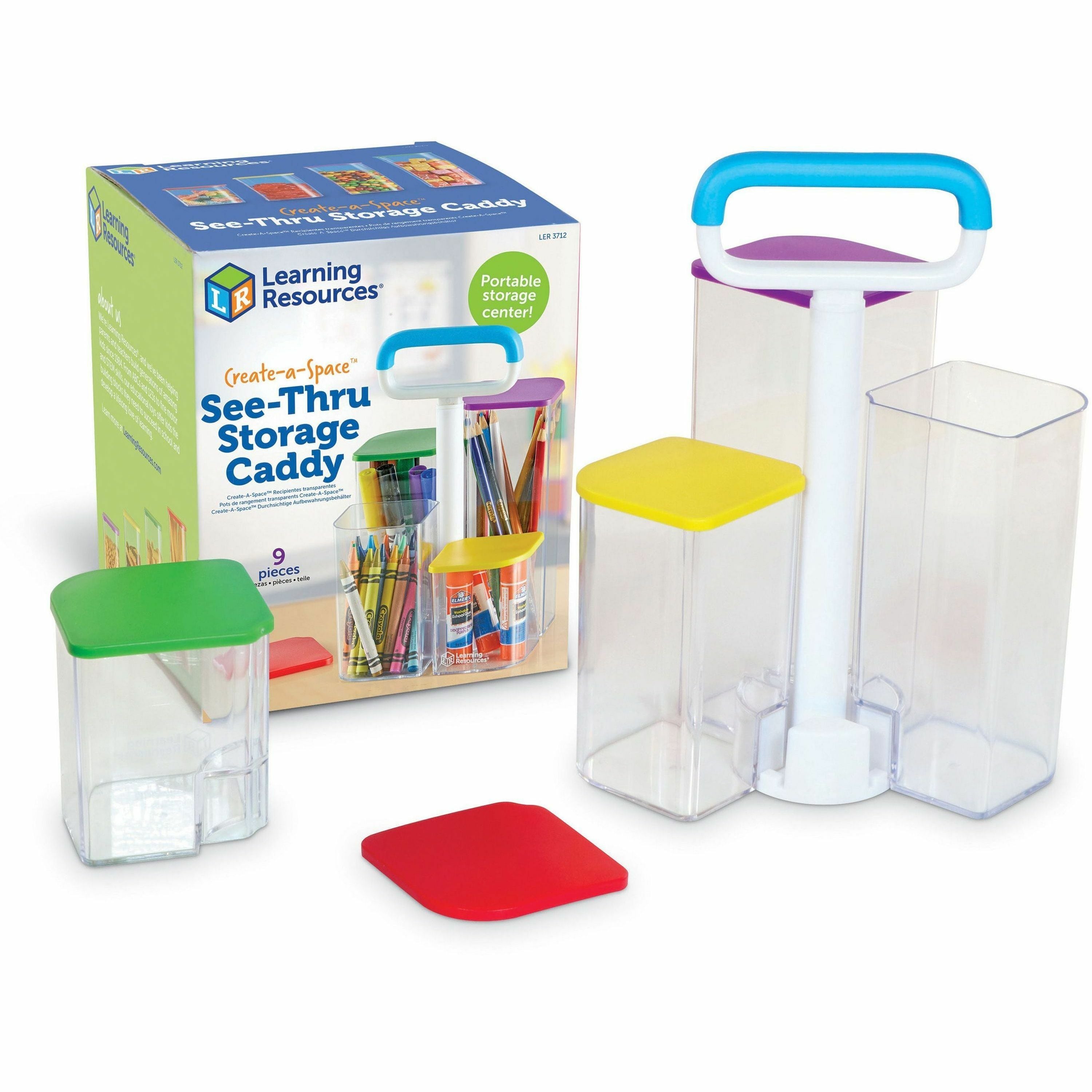 Learning Resources Create-a-Space SeeThru Storage Caddy - Lid - Multicolor - 1 Each