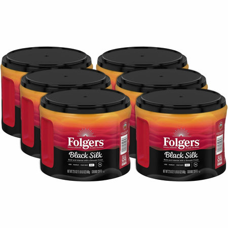 Folgers® Ground Black Silk Coffee - Dark - 22.6 oz Per Canister - Ground - Black Silk - 6 / Carton