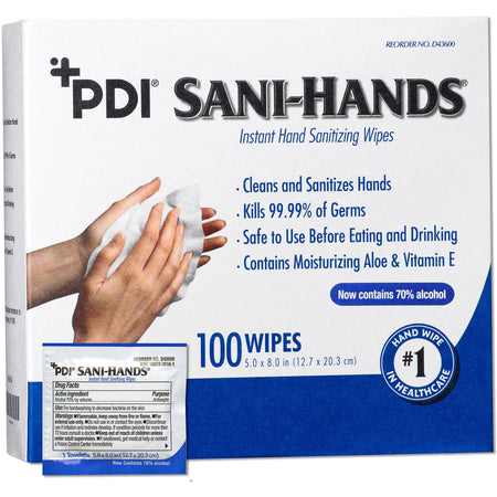 PDI Sani-Hands Instant Hand Sanitizing Wipes - Box - 100/Box - 10 / Carton