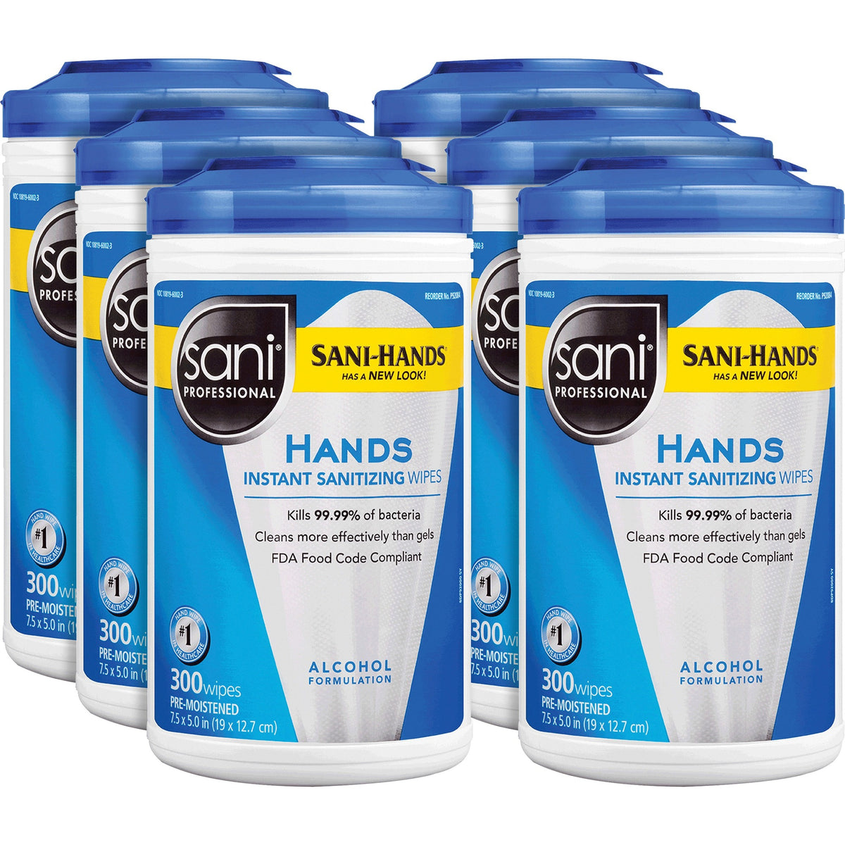 PDI Hands Instant Sanitizing Wipes - WhiteTub - 300/Tub - 6 / Carton