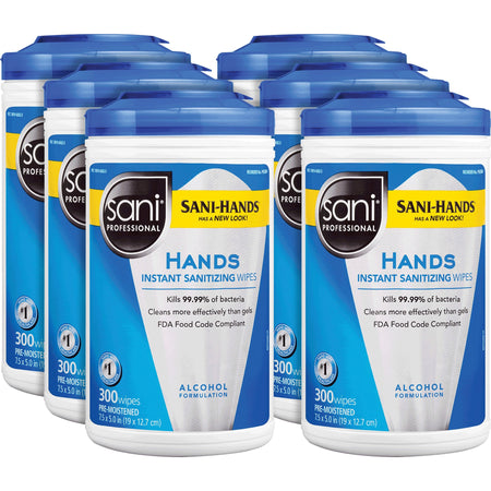 PDI Hands Instant Sanitizing Wipes - WhiteTub - 300/Tub - 6 / Carton