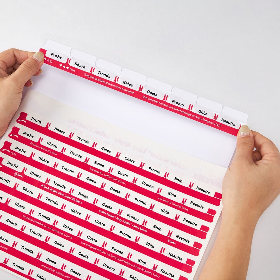 Avery&reg; 8 Tab Easy Print & Apply Clear Label Sheet Refills (11226) - Alternate-Image2