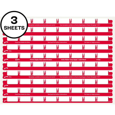 Avery&reg; 8 Tab Easy Print & Apply Clear Label Sheet Refills (11226) - 2000