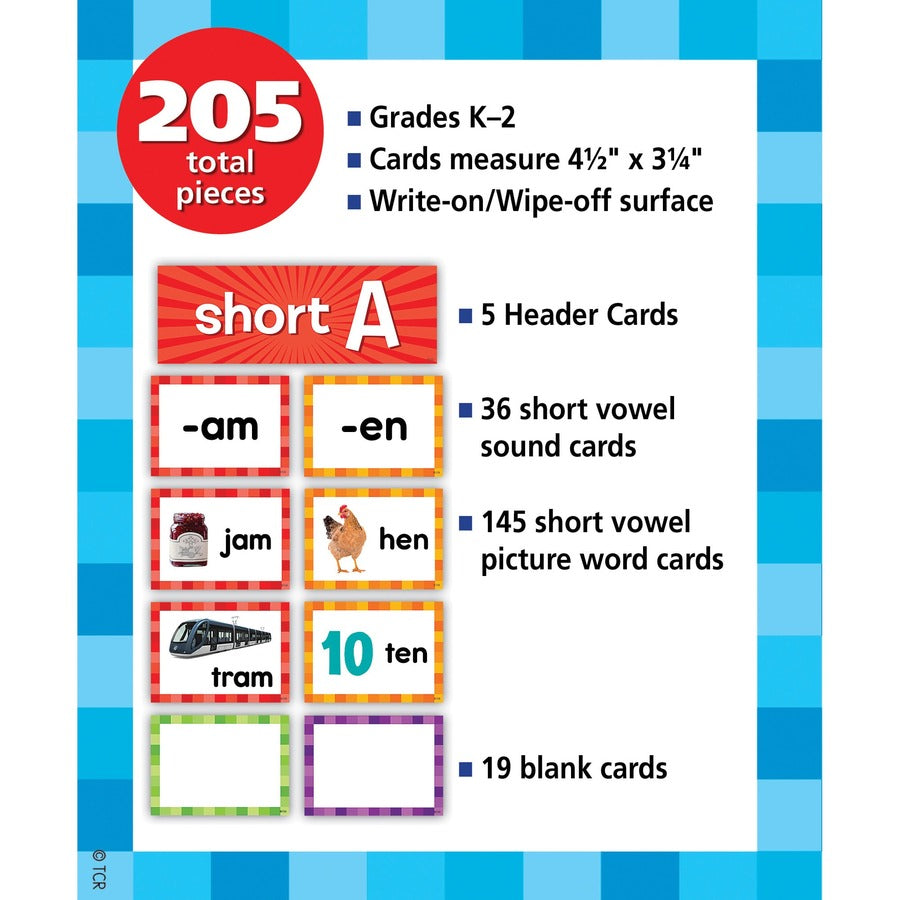 Teacher Created Resources Short Vowels Pocket Chart Cards - Master Short Vowels with 205 Cards