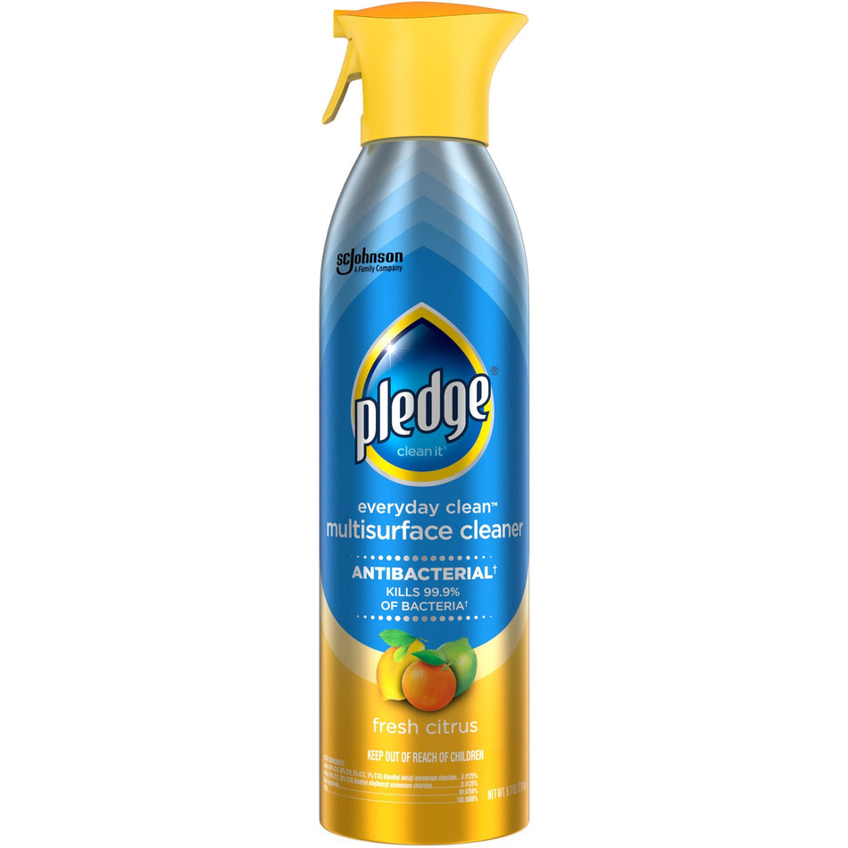Pledge Everyday Clean Antibacterial Multisurface Cleaner - 9.7 fl oz (0.3 quart) - Fresh Citrus Scent - Anti-bacterial - Blue - 6 / Carton