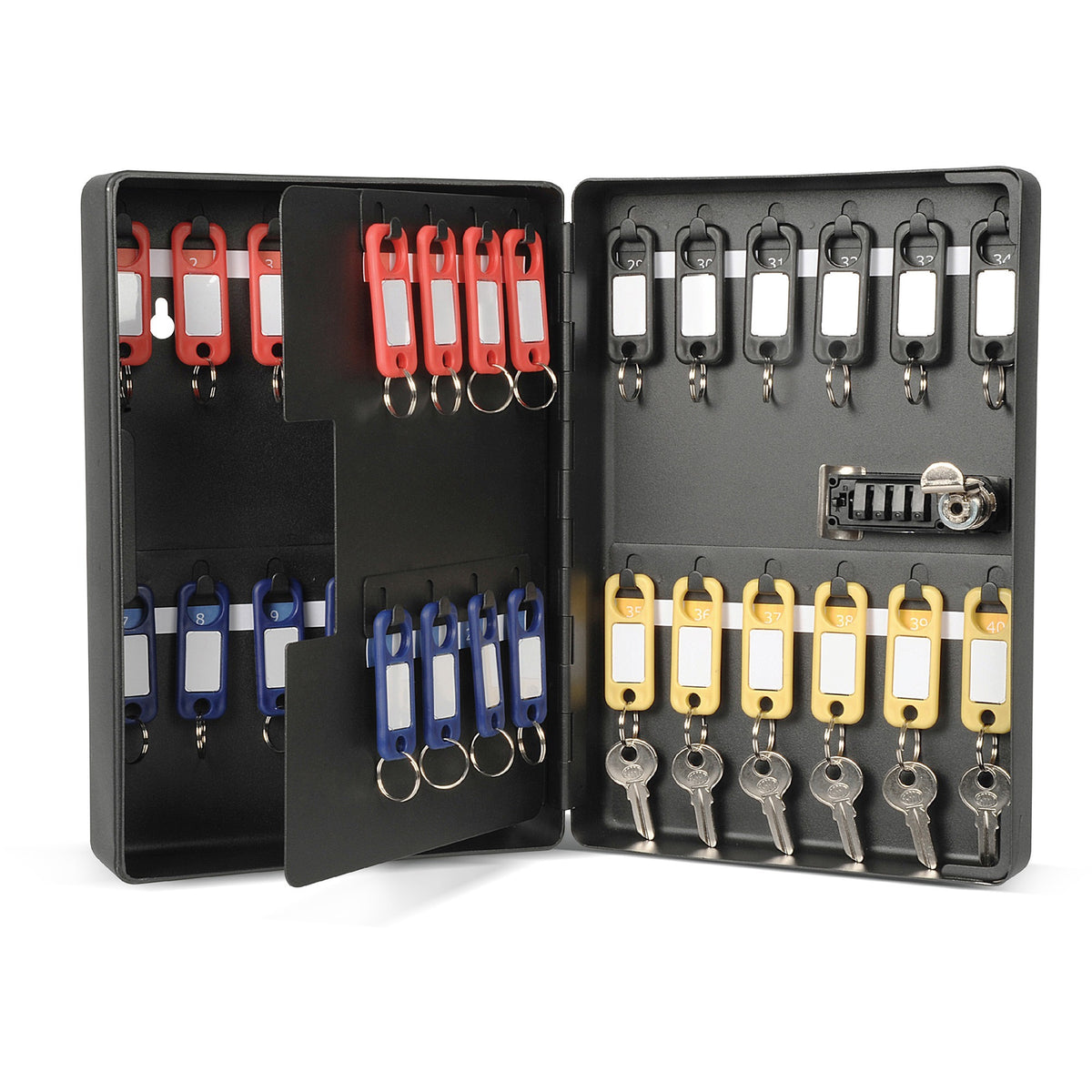 CARL Combination Key Cabinet - Combination Lock, Pre-drilled Mounting Hole - Black - Plastic