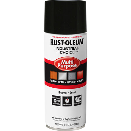 Rust-Oleum Industrial Choice Enamel Spray Paint - Aerosol - Gloss - Black - 12 fl oz - 1 Each