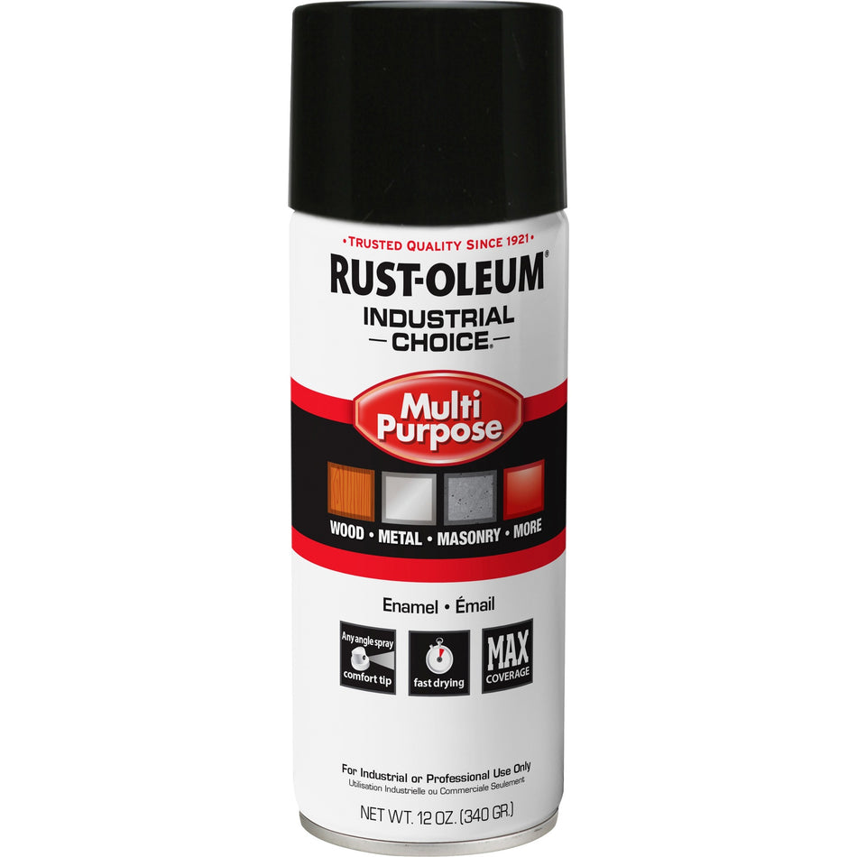 Rust-Oleum Industrial Choice Enamel Spray Paint - Aerosol - Gloss - Black - 12 fl oz - 1 Each