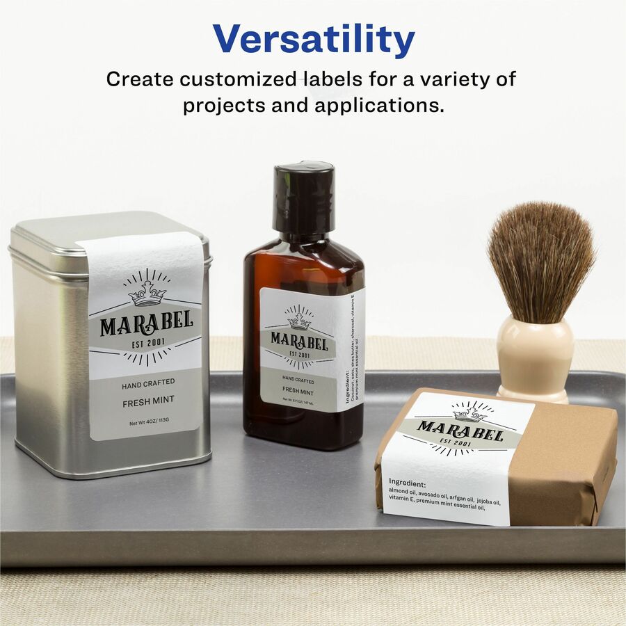 Avery®  Glossy White Labels, 2" x 3" , 80 Labels (22890) - 2" Height x 3" Width - Permanent Adhesive - Rectangle - Gloss White - Jam-free, Stick & Stay, Smudge Proof, Foldable - 8 / Sheet - 80 / Pack