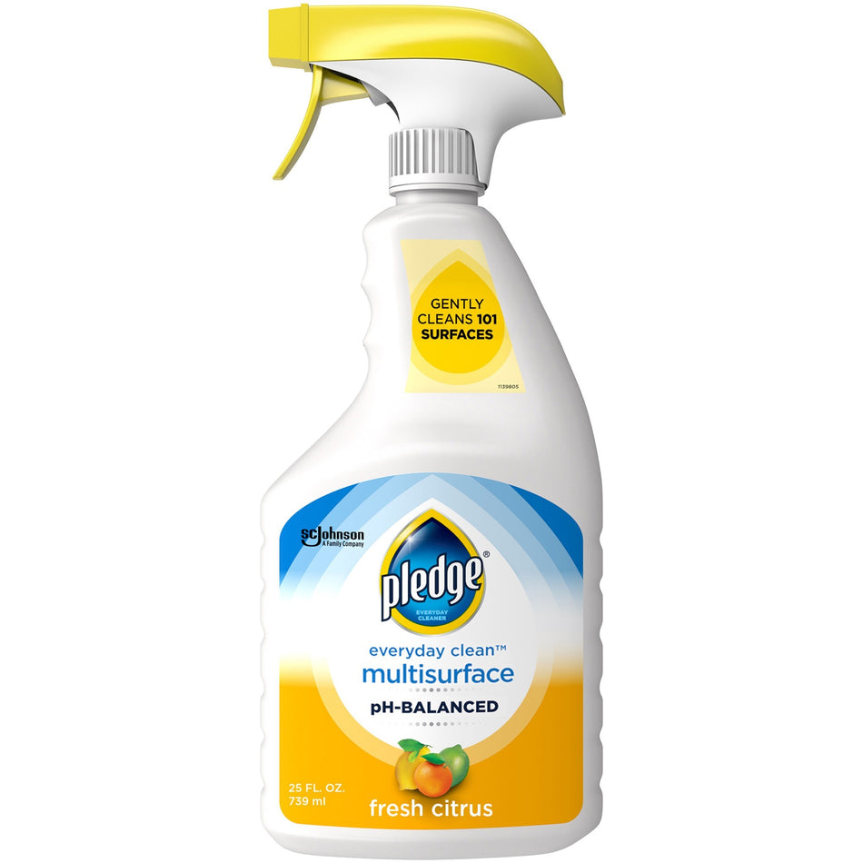 Pledge Everyday Clean pH-Balanced Multisurface Cleaner - 25 fl oz (0.8 quart) - Fresh Citrus Scent - pH Balanced, Pleasant Scent - White Trigger Bottle - 6 / Carton