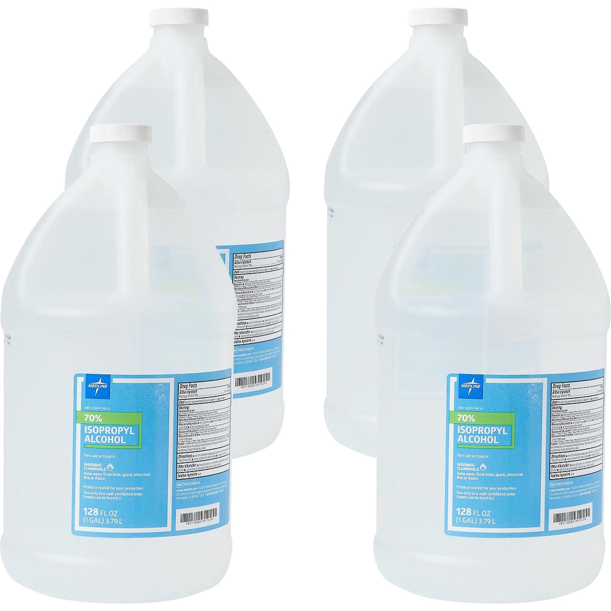 Medline Isopropyl Rubbing Alcohol - For Minor Cut, Scrape, Burn - 1 gal - 4 / Carton