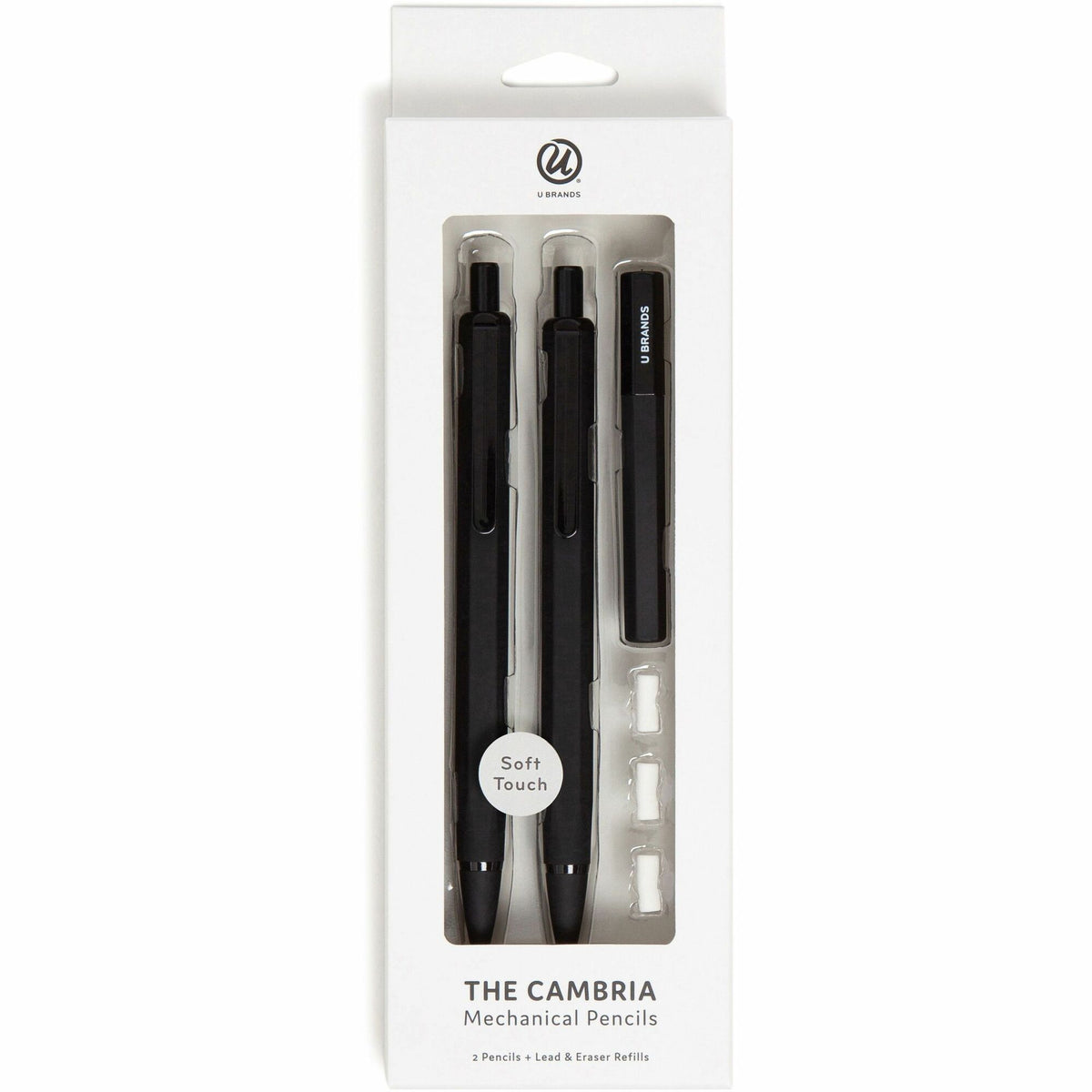 U Brands Cambria Mechanical Pencils - #2 - Refillable - Matte Black Barrel - 2 / Pack