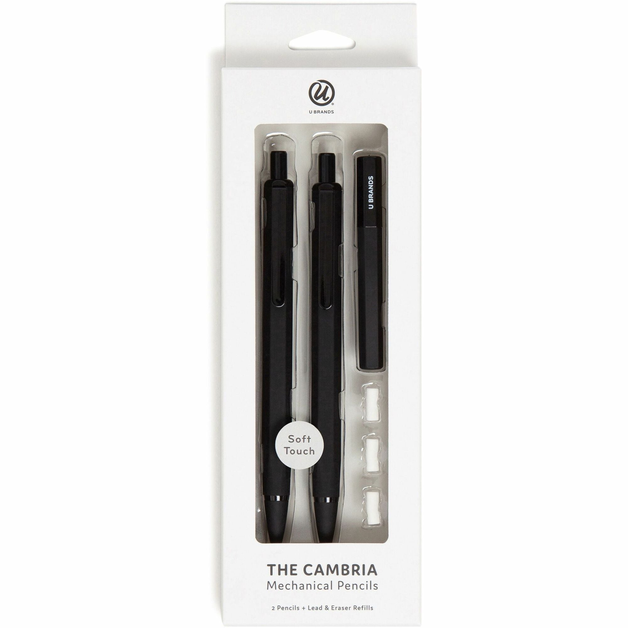 U Brands Cambria Mechanical Pencils - #2 - Refillable - Matte Black Barrel - 2 / Pack