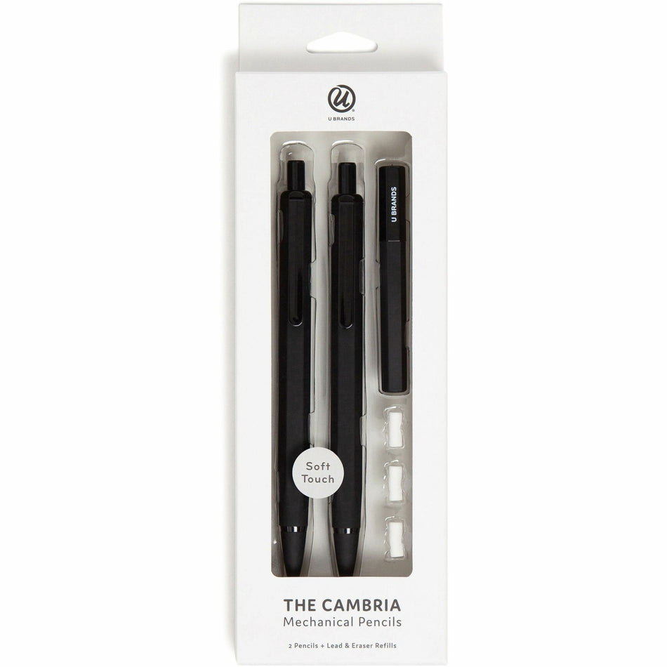 U Brands Cambria Mechanical Pencils - #2 - Refillable - Matte Black Barrel - 2 / Pack