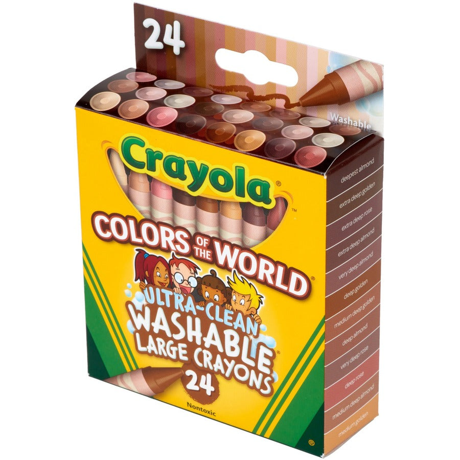 Crayola Ultra-Clean Washabe Large Crayons - Assorted, Almond, Rose, Gold - 24 / Pack