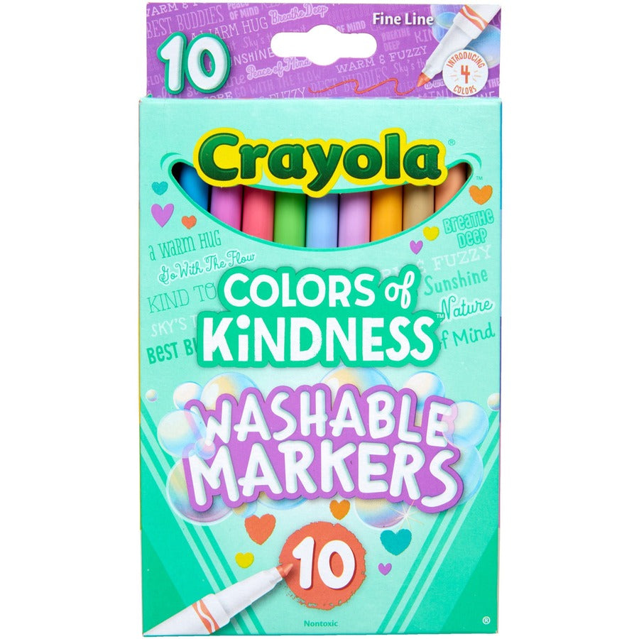 Crayola Colors of Kindness Markers - Fine Marker Point - Washable - Multicolor Ink - Water Based - Assorted Barrel - 10 / Pack