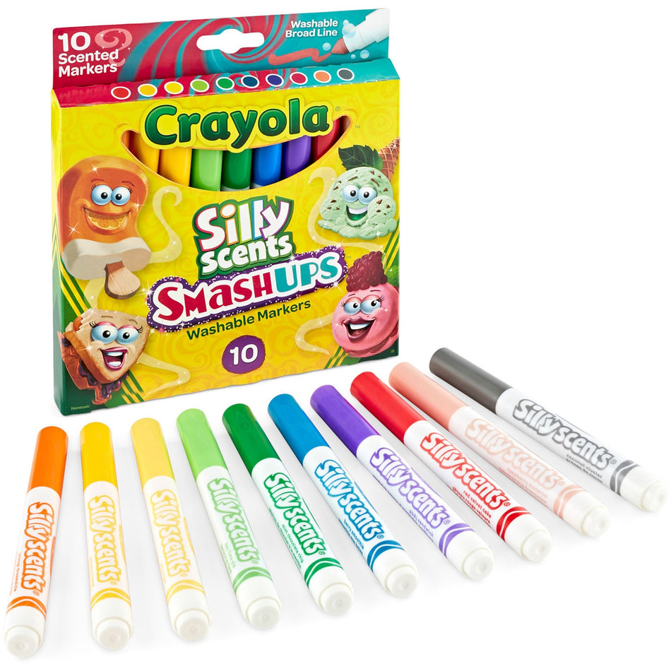 Crayola Silly Scents Slim Scented Washable Markers - Broad Marker Point - Washable - Assorted Ink - Water Based - Assorted Barrel - 10 / Pack