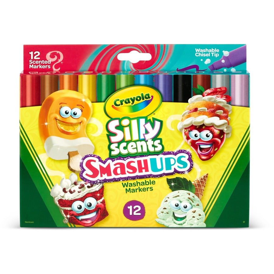 Crayola Silly Scents Slim Scented Washable Markers - Washable - Assorted Ink - 12 / Pack