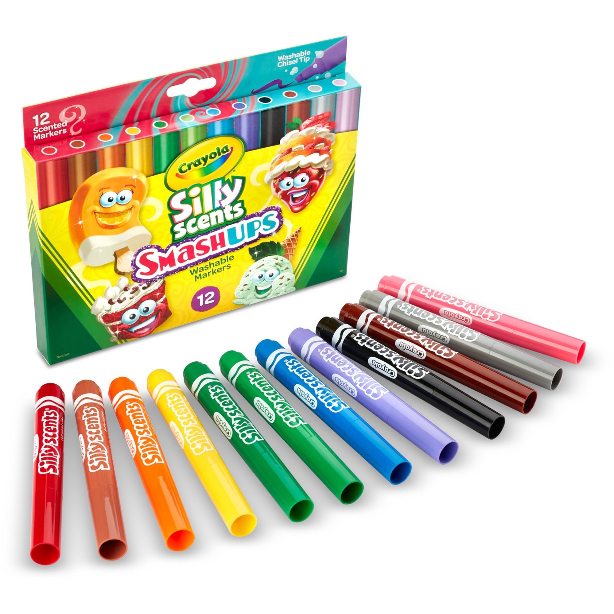 Crayola Silly Scents Slim Scented Washable Markers - Washable - Assorted Ink - 12 / Pack