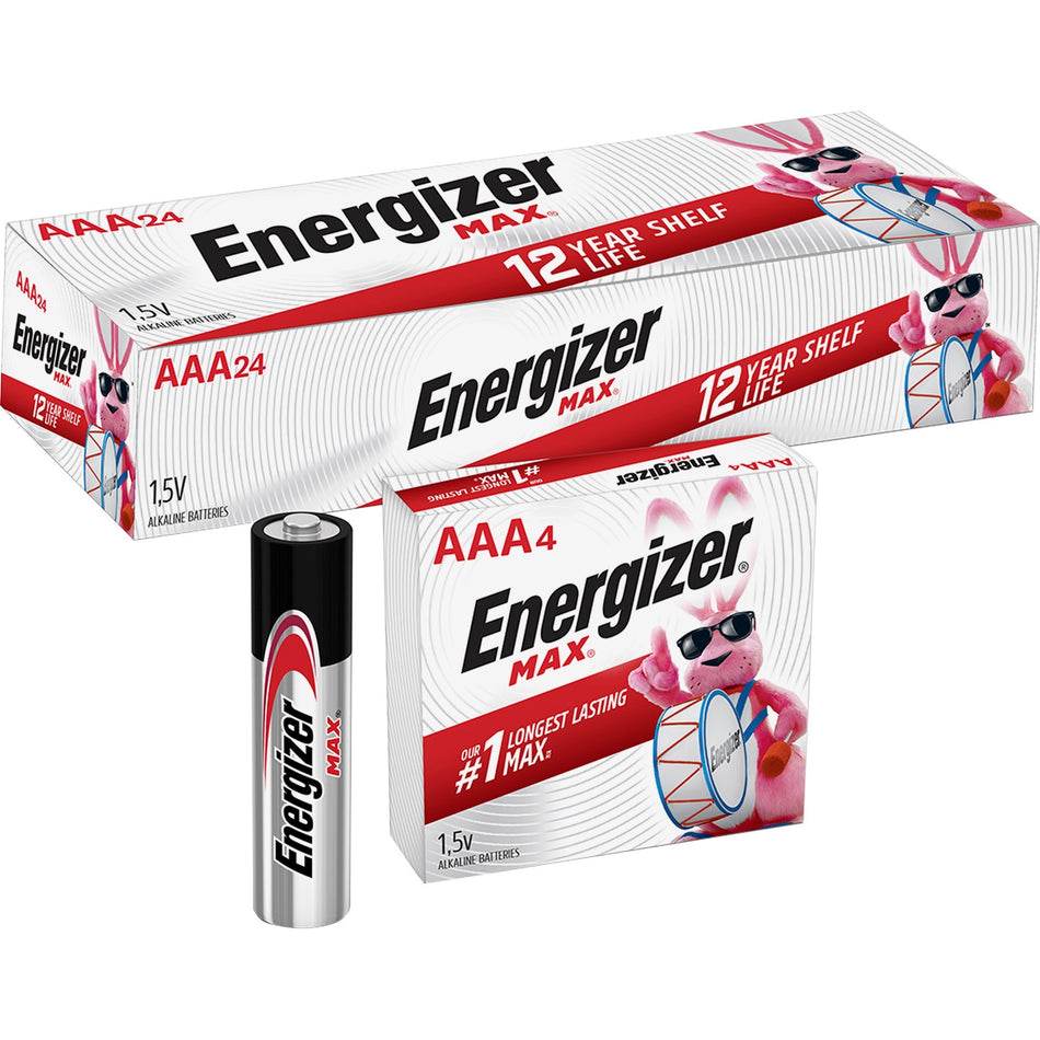 Energizer Max AAA Alkaline Battery 4-Packs - For Digital Camera, Multipurpose, Toy - AAA - 4/Pack - 6 / Box