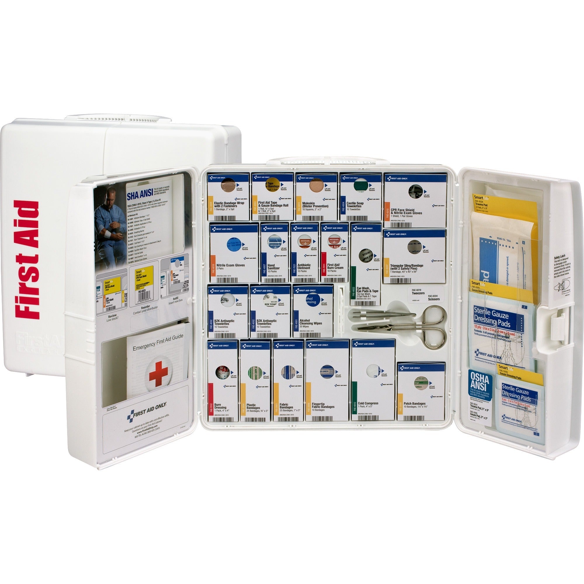 First Aid Only A+ Plastic SC First Aid Cabinet - 203 x Piece(s) For 50 x Individual(s) - Plastic Case - White - 1 Kit
