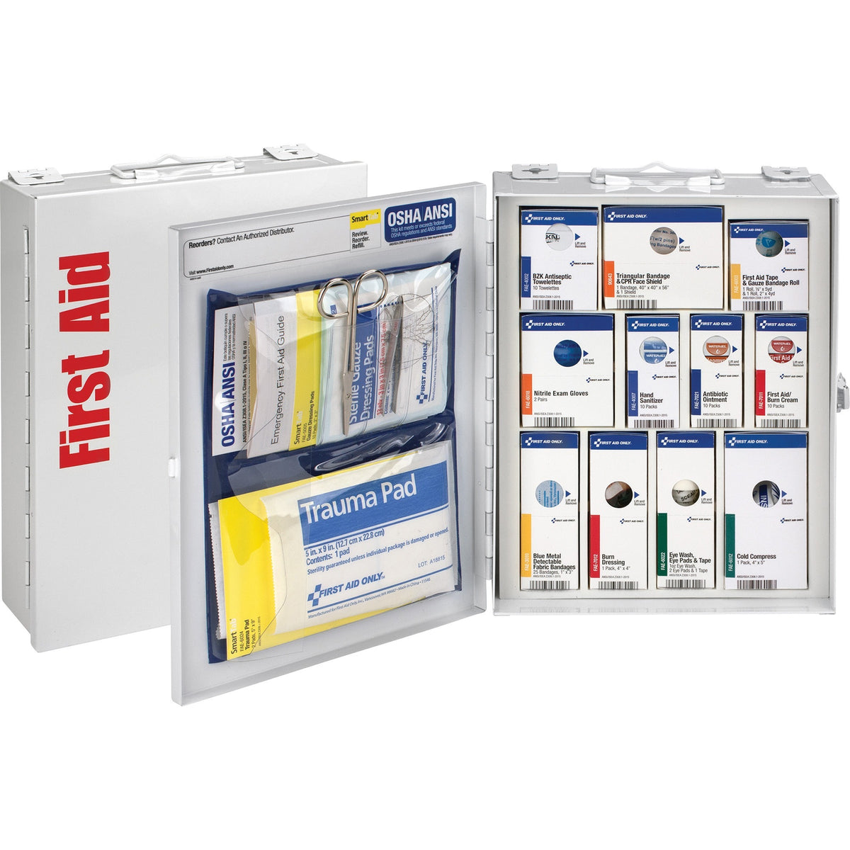 First Aid Only Medium SC Food Service Cabinet - 94 x Piece(s) For 25 x Individual(s) - Metal, Steel Case - White - 1 Kit