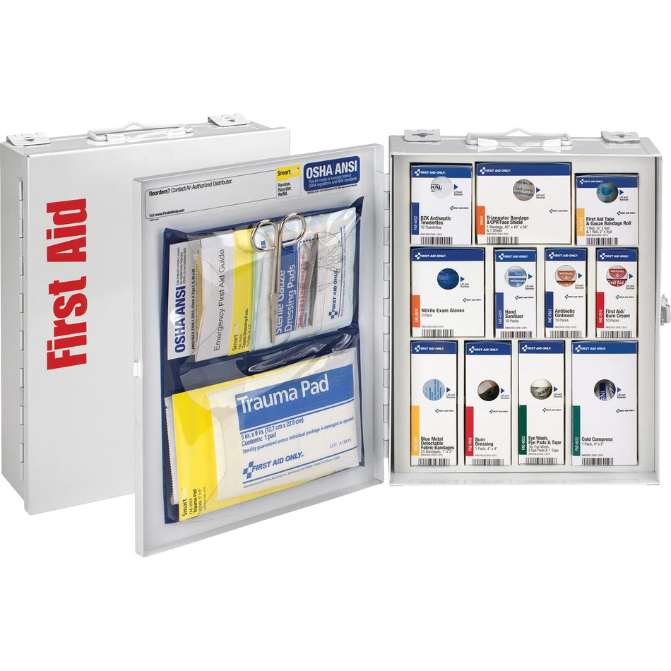 First Aid Only Medium SC Food Service Cabinet - 94 x Piece(s) For 25 x Individual(s) - Metal, Steel Case - White - 1 Kit