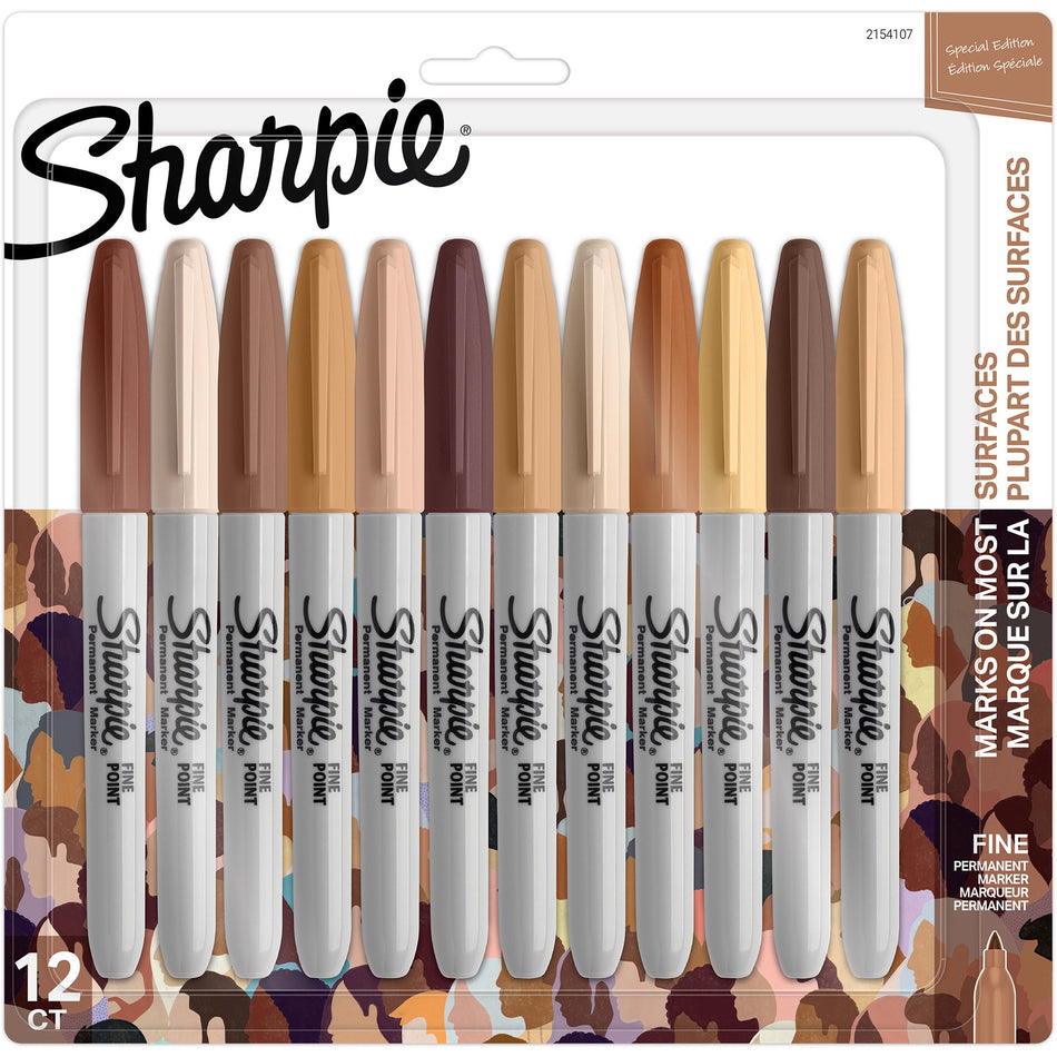 Sharpie Fine Point Permanent Marker - Fine Marker Point - Assorted Ink - 12 / Pack