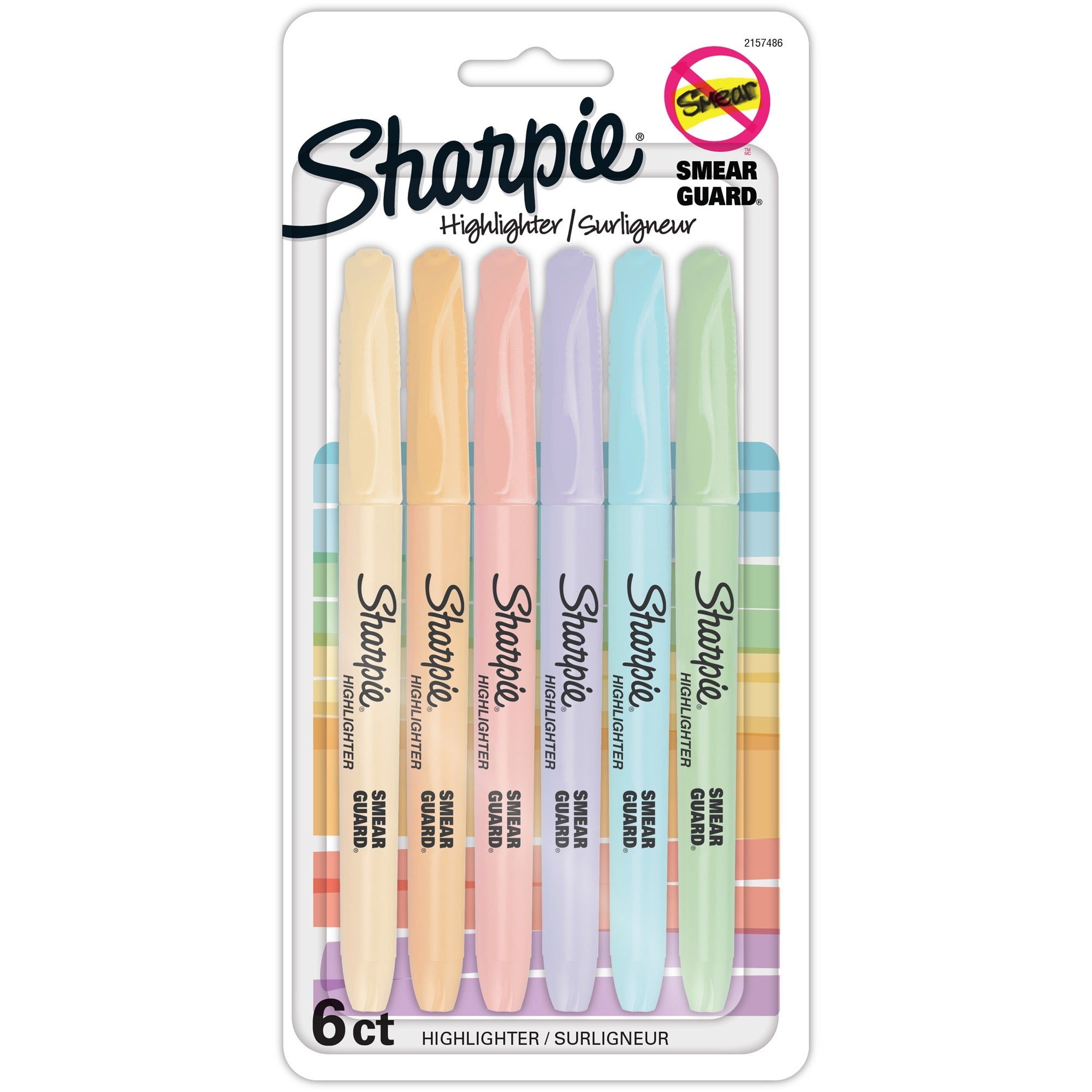 Sharpie Accent Highlighters w/Smear Guard - Chisel Marker Point - Assorted Ink - 6 / Pack