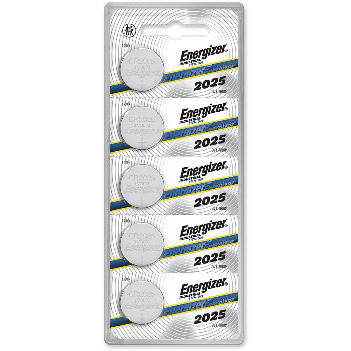 Energizer Industrial 2025 Lithium Battery 5-Packs - For Digital Thermometer, Laser Pointer, Glucose Monitor - CR2025 - 170 mAh - 5/Pack - 20 / Box