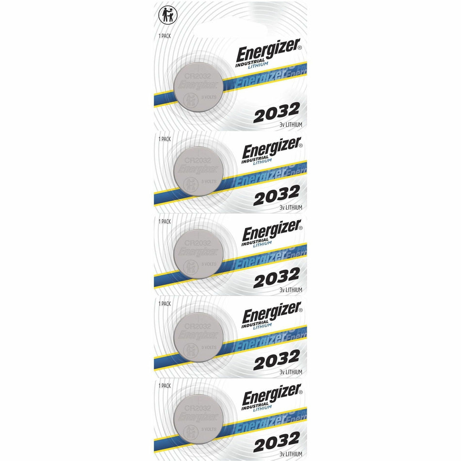 Energizer Industrial Battrey - For Digital Thermometer, Multimeter, Construction, Facility Maintenance, Medical Center, Office, Classroom, Electronics, Digital Scale - Coin Cell - 5 / Pack