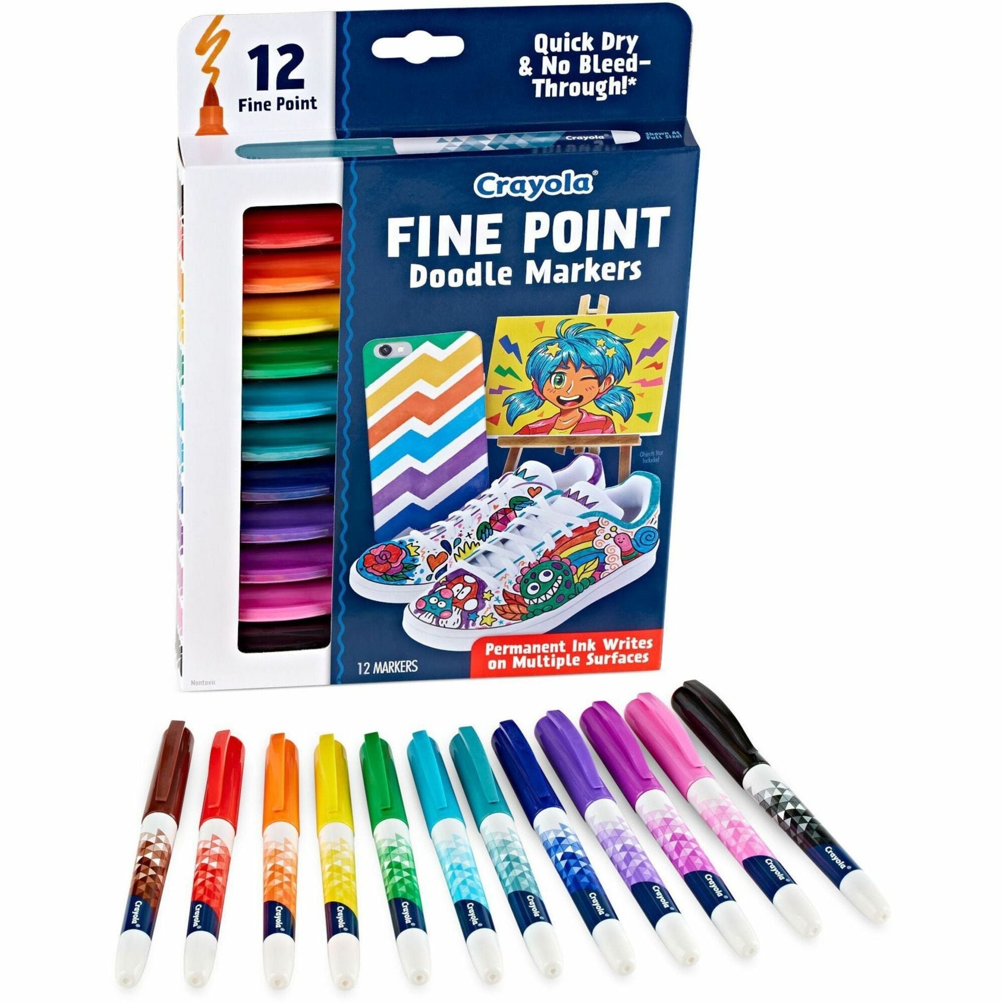 Crayola Doodle Markers - Fine Marker Point - Multicolor Ink - 12 / Pack