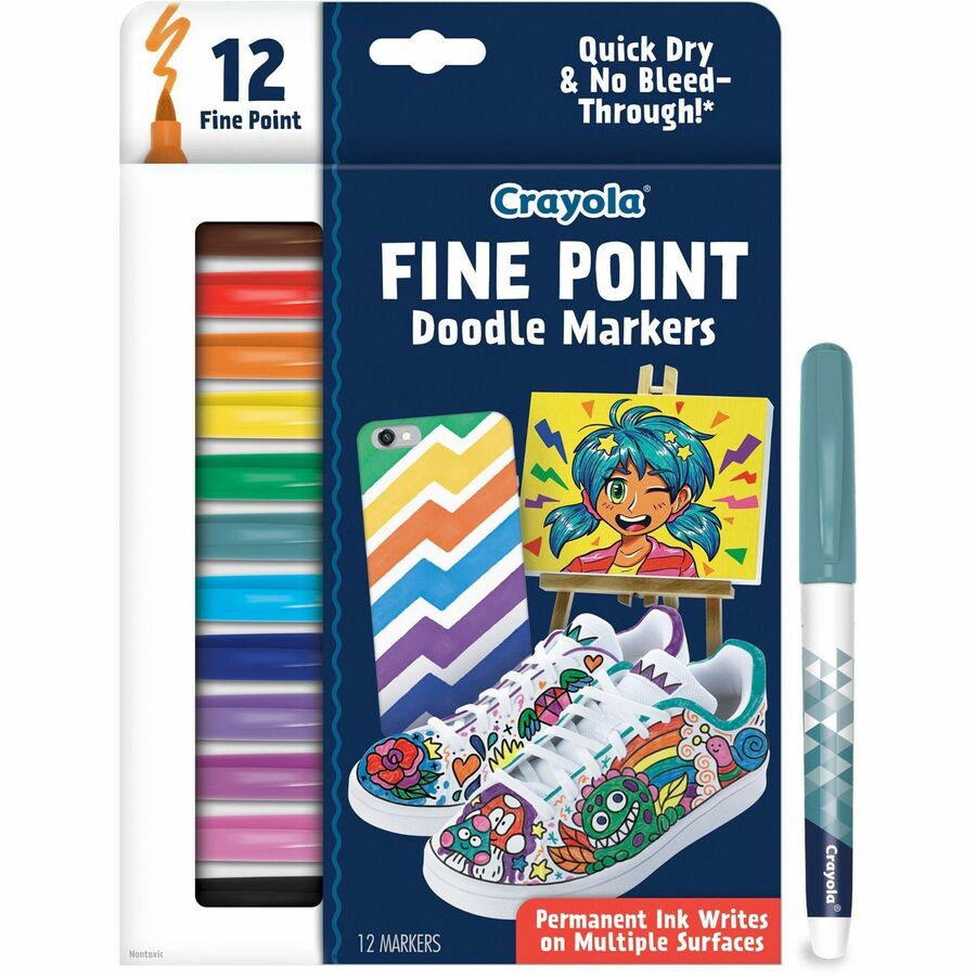 Crayola Doodle Markers - Fine Marker Point - Multicolor Ink - 12 / Pack