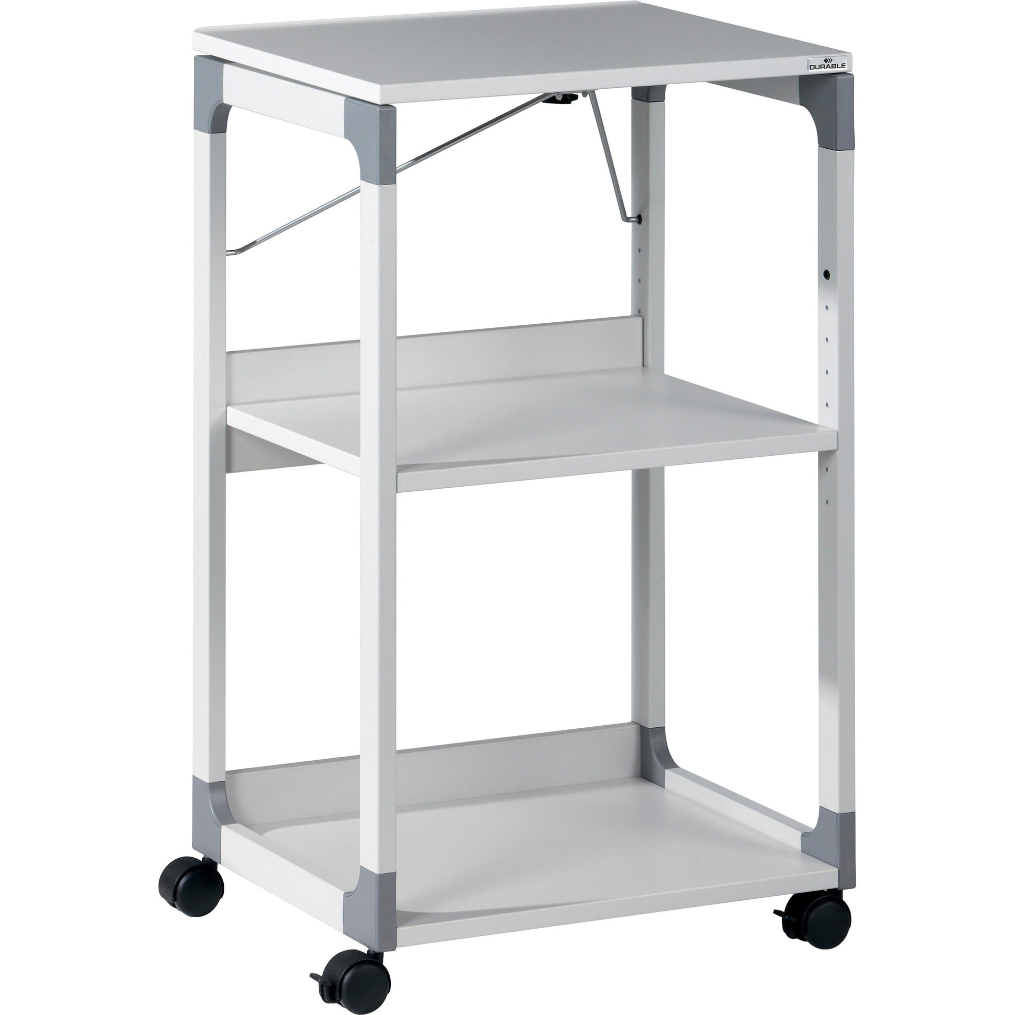 DURABLE System Overhead/Beamer Trolley - 3 x Shelf(ves) - 34.72" Height x 20" Width x 17.01" Depth - Metal, Plastic, Fiberglass, Resin, Steel - Gray