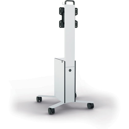 DURABLE COWORKSATION Mobile TV Cart: 3-Shelf Aluminum Frame - White - Carts