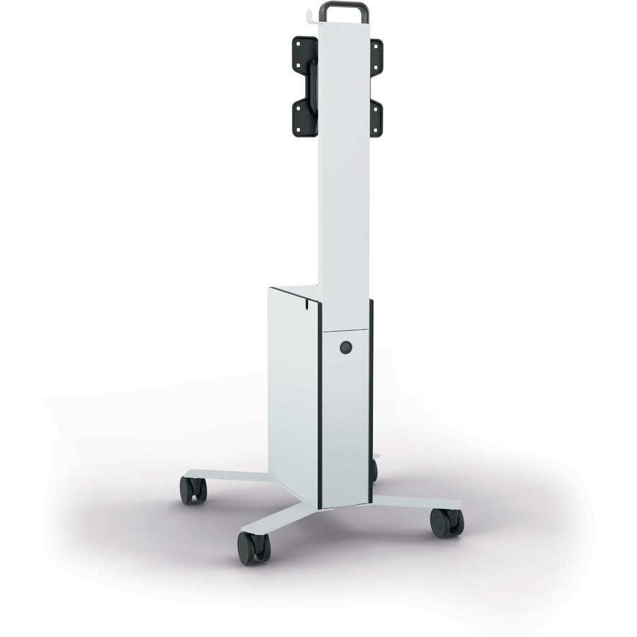 DURABLE COWORKSATION Mobile TV Cart - 3 Shelf - 39.68 lb Load Capacity - 4 Casters - High Density Fiberboard (HDF) - 22.52" Width x 22.60" Depth x 50.87" Height - Aluminum Frame - White - 1 Each