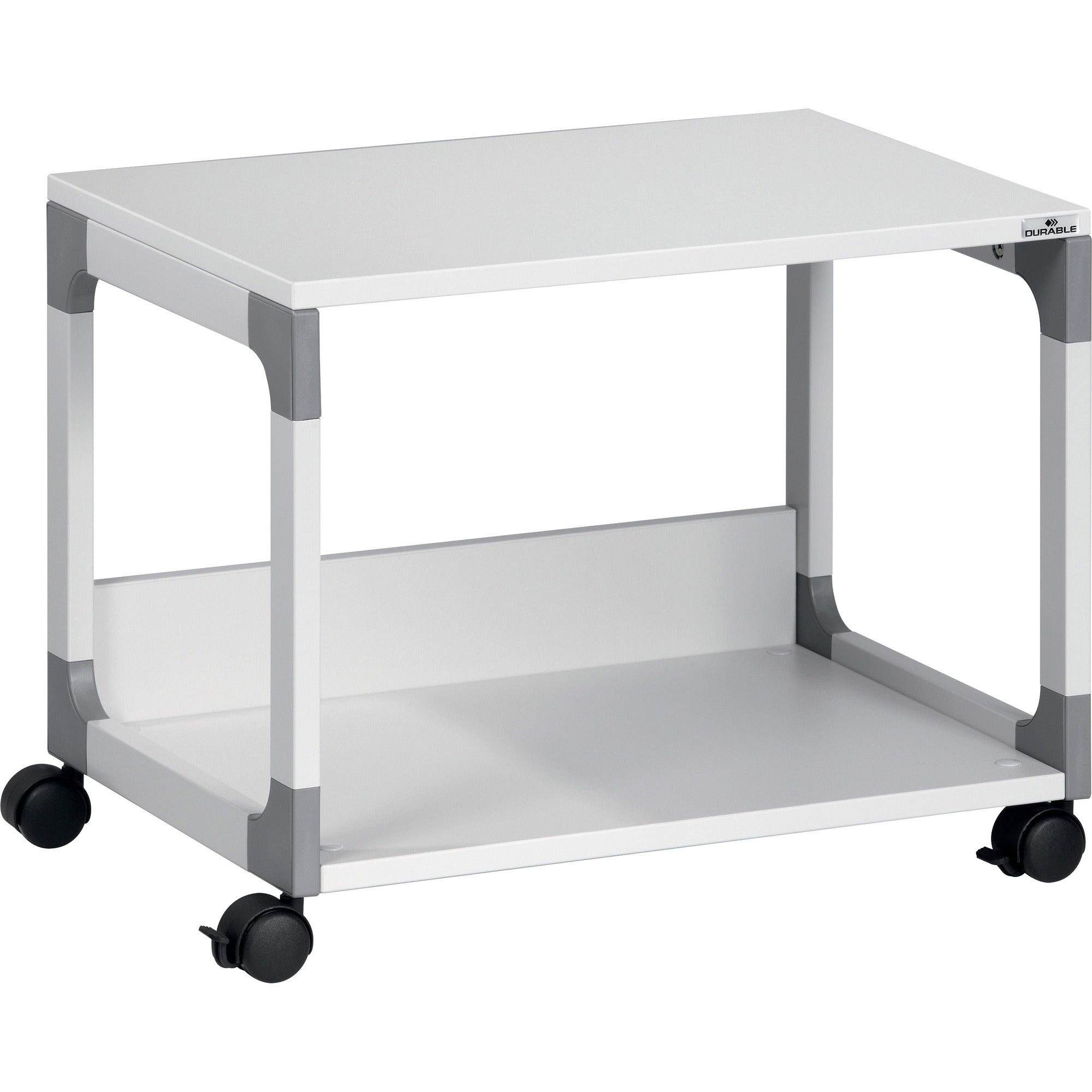 DURABLE System 48 Multifunction Trolley - 2 Shelf - 4 Casters - Plastic, Steel, Melamine Faced Chipboard (MFC) - 23.62" Width x 17.01" Depth x 18.78" Height - Metal Frame - Gray - 1 Each