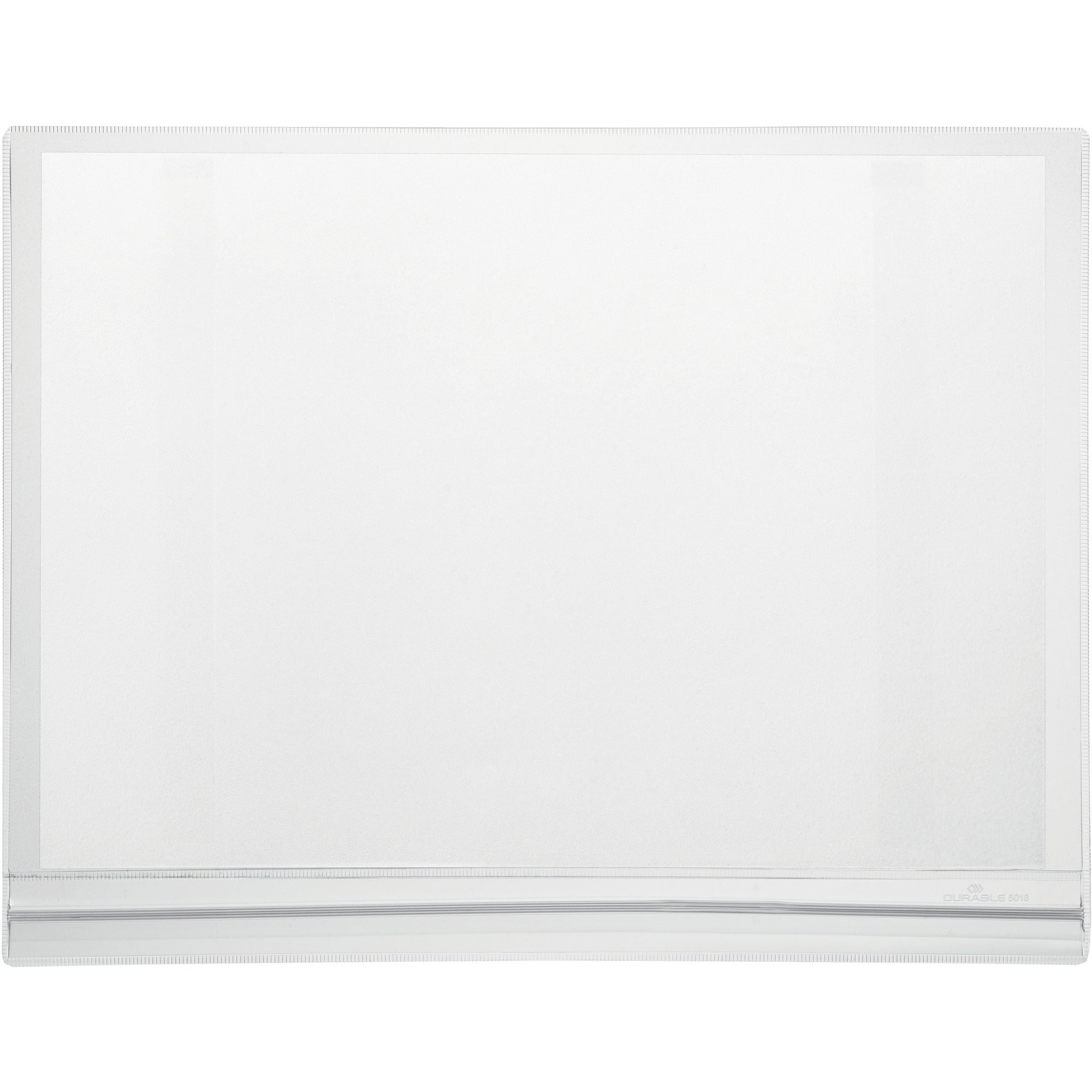 DURABLE Water-Resistant Magnetic Document Pockets - 9.72" Holding Width x 12.80" Holding Height - Water Resistant, Adhesive Backing, Magnetic Strip, Residue-free, UV Resistant, Heat Resistant, Anti-glare, Anti-reflective - Plastic - Transparent - 5 / Pack