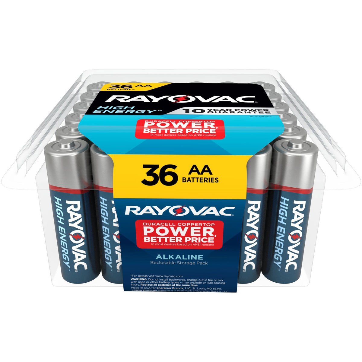 Rayovac High Energy Alkaline AA Batteries - For Flashlight, Remote Control, Mouse - AA - 36 / Pack