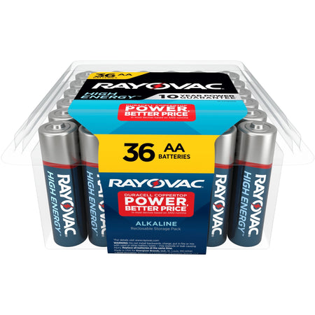 Rayovac High Energy Alkaline AA Batteries - For Flashlight, Remote Control, Mouse - AA - 36 / Pack