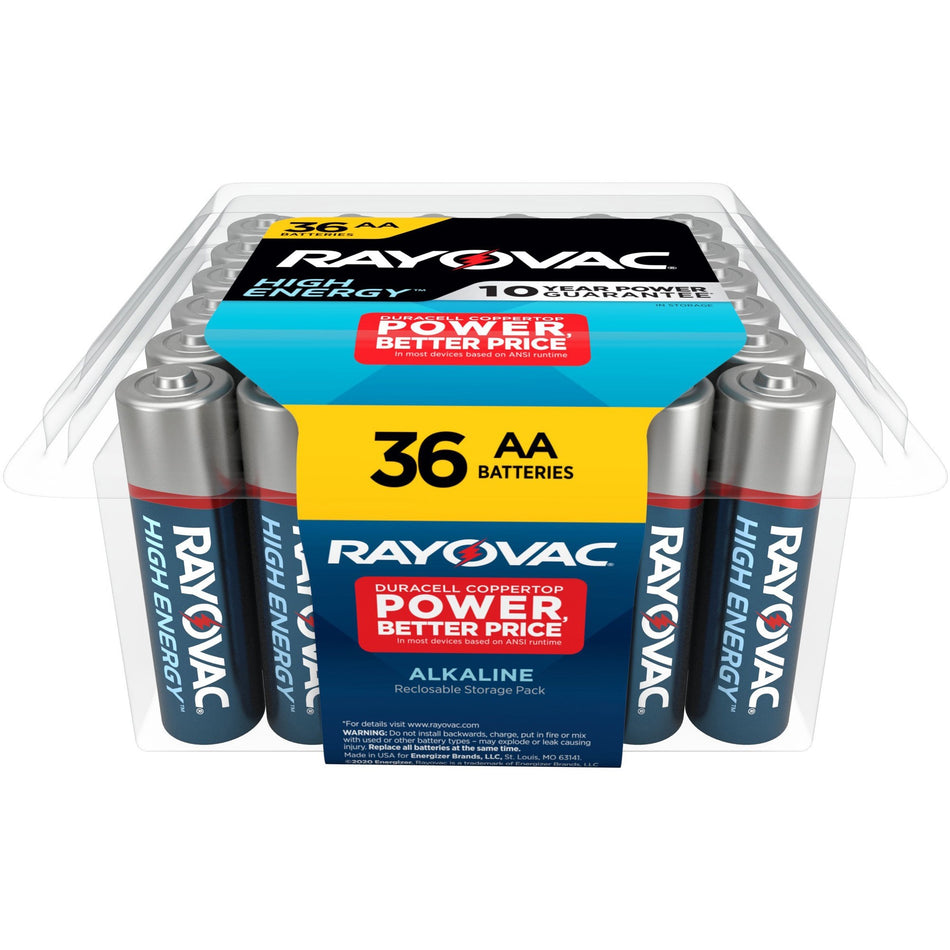 Rayovac High Energy Alkaline AA Batteries - For Flashlight, Remote Control, Mouse - AA - 36 / Pack