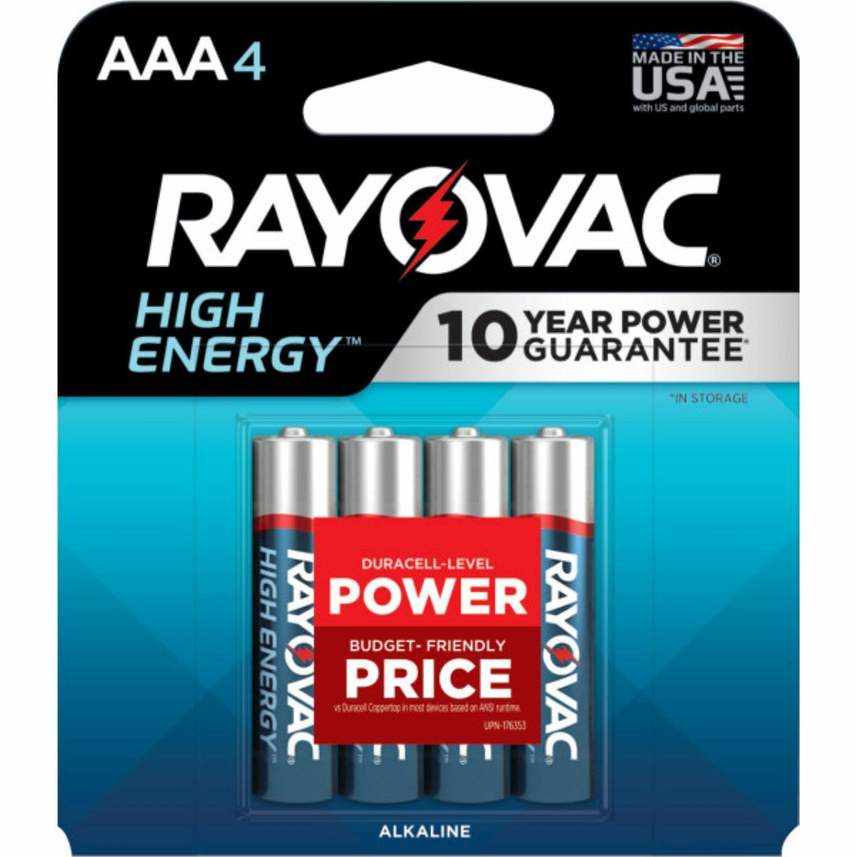 Rayovac High Energy Alkaline AAA Batteries - For Flashlight, Remote Control, Mouse - AAA - 4 / Pack