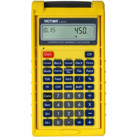 Victor C5000 Construction Materials Calculator - LCD - Battery Powered - 2 x LR44 - Yellow - 1 Each
