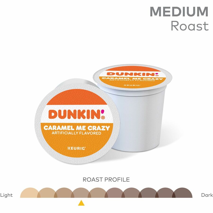 Dunkin'® K-Cup Caramel Me Crazy Coffee - Compatible with Keurig Brewer - Medium - 22 K-Cup - K-Cup - Arabica, Caramel Me Crazy - Kosher - 22 / Box