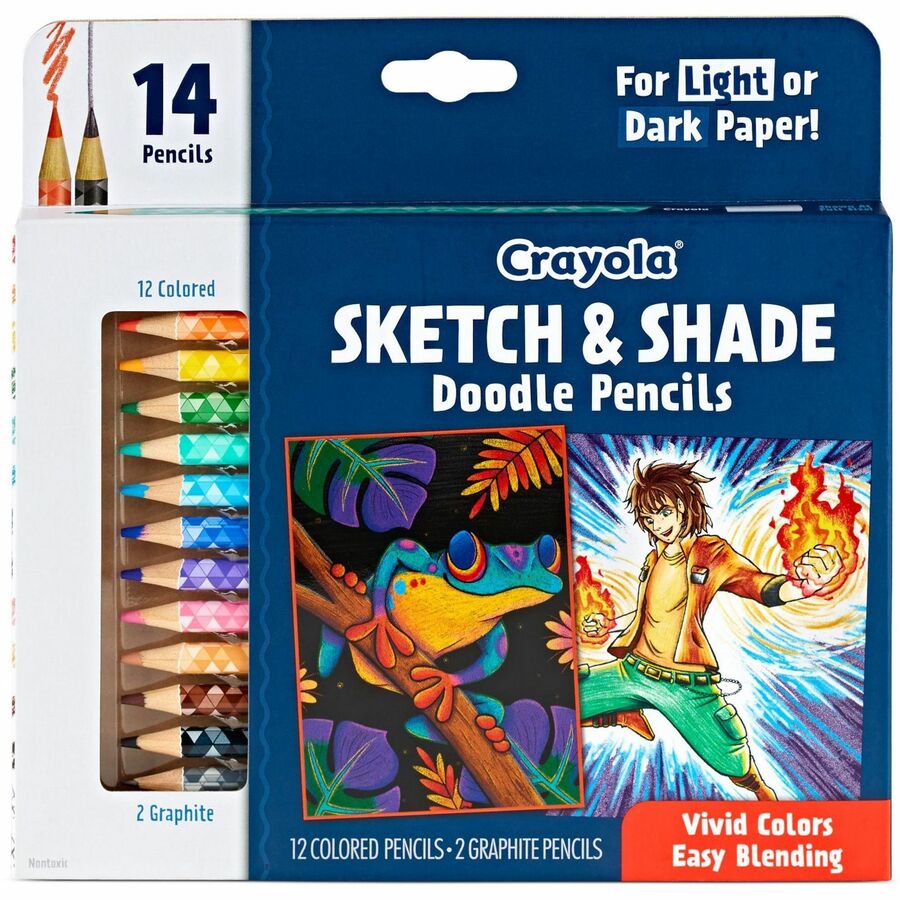 Crayola Sketch & Shade Doodle Pencils - Graphite Lead - 2H, HB - Multicolor Barrel - 14 / Pack